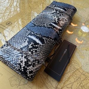BCBGMaxAzria Blue and Black Snakeskin Clutch